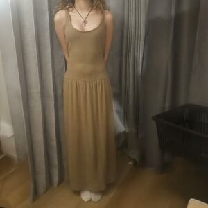 American Threads Tan Maxi Dress